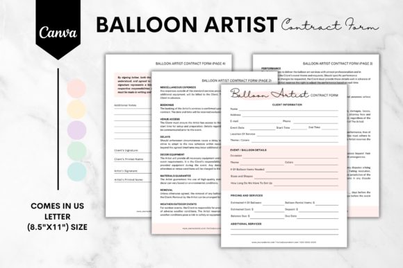 Download Balloon Artist Contract Form - 5 Colors - Form Collection