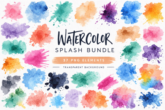 Download 37 Colorful Watercolor Splash Bundle - Watercolor splash Collection