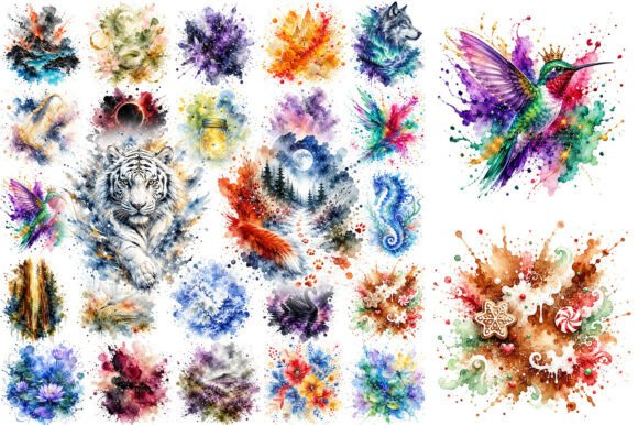 Download 100 Watercolor Splash Nature Clipart PNG - Watercolor splash Collection