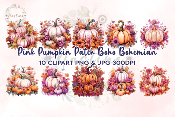 Download Pink Pumpkin Patch Boho Bohemian Clipart - Premium Resources